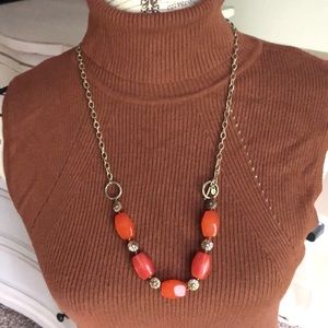 Monet Orange Beaded Necklace